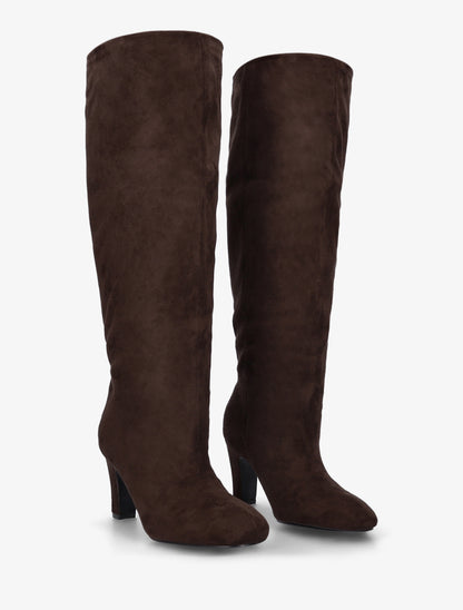 Bottes en suédine à bouts ronds - Marron - 4