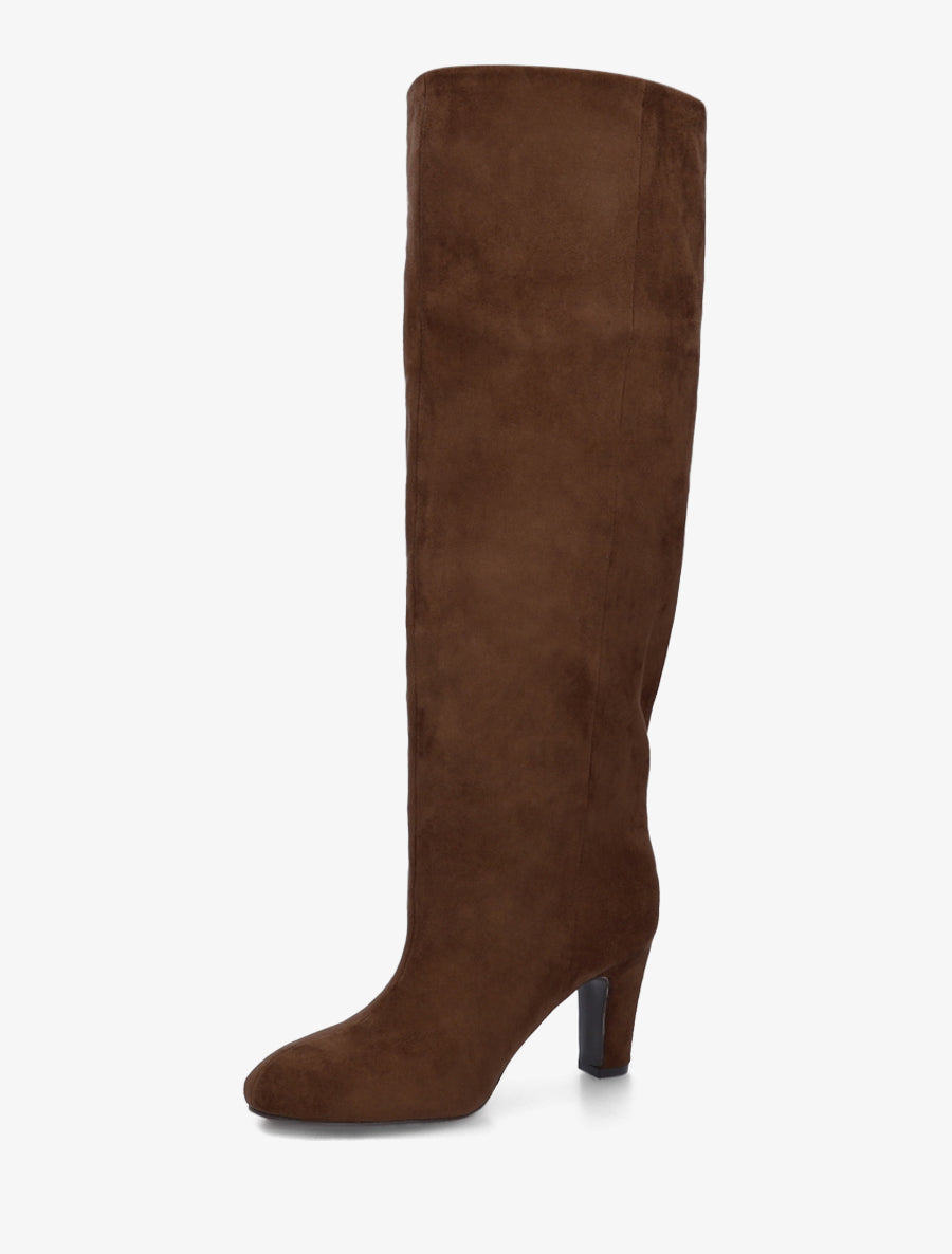 Bottes en suédine à bouts ronds - Camel - 3