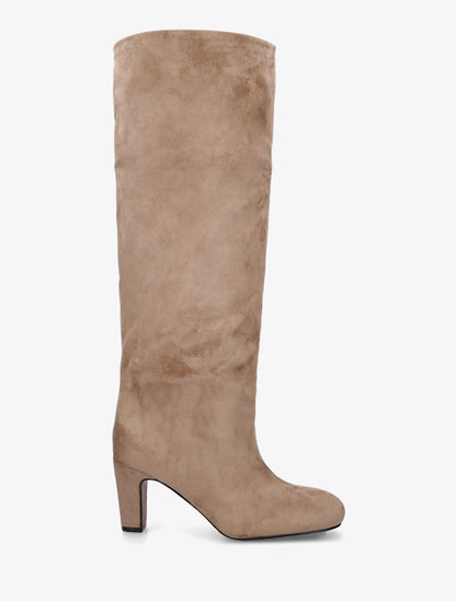 Bottes en suédine à bouts ronds - Taupe - 1