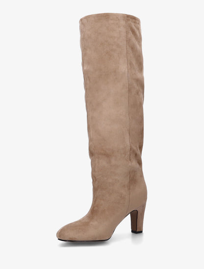 Bottes en suédine à bouts ronds - Taupe - 3