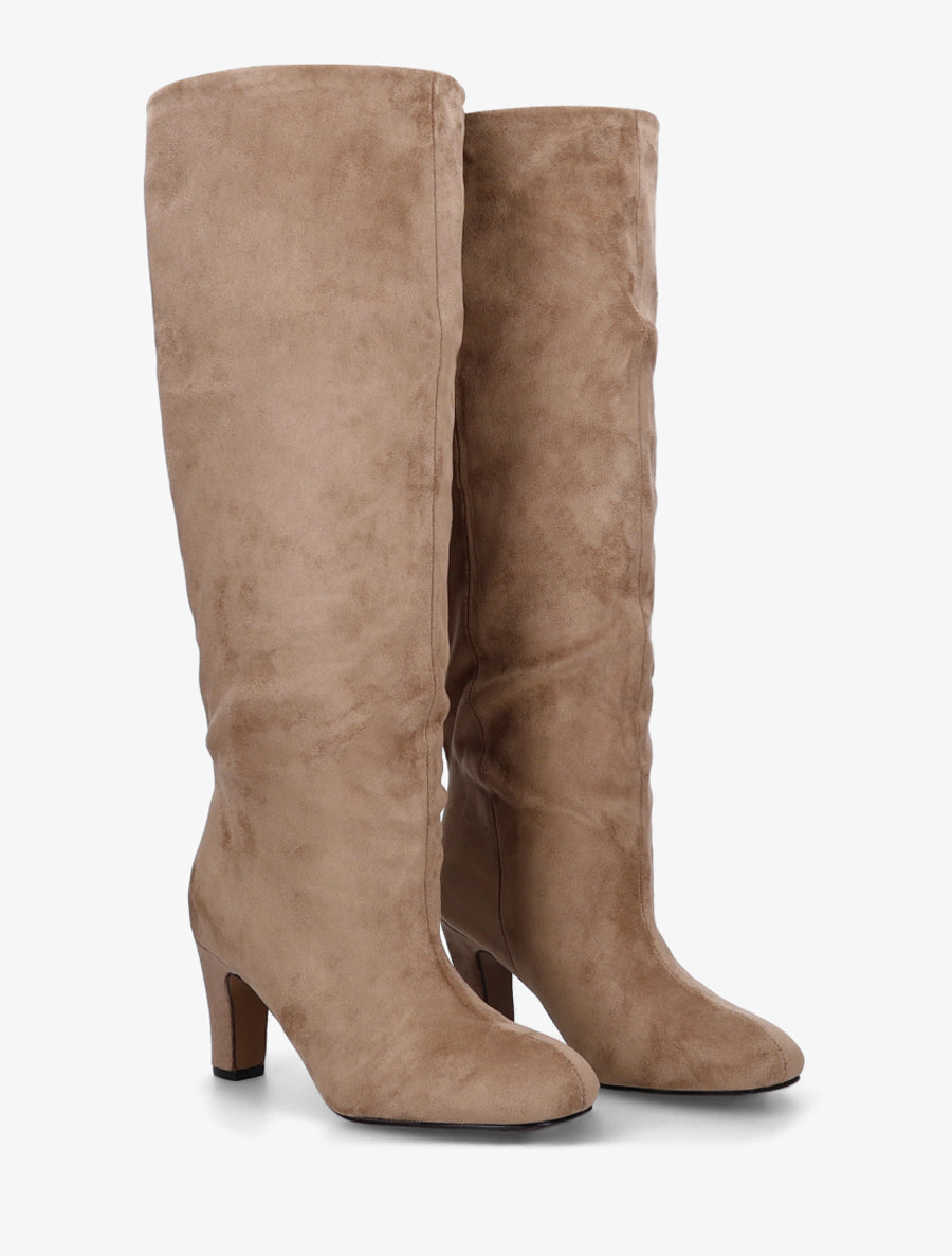 Bottes en suédine à bouts ronds - Taupe - 4