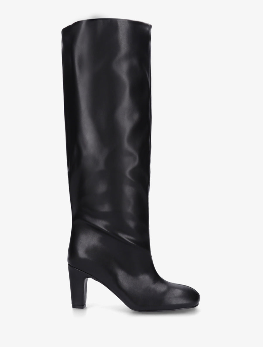 Bottes en simili à bouts ronds - Noir - 1