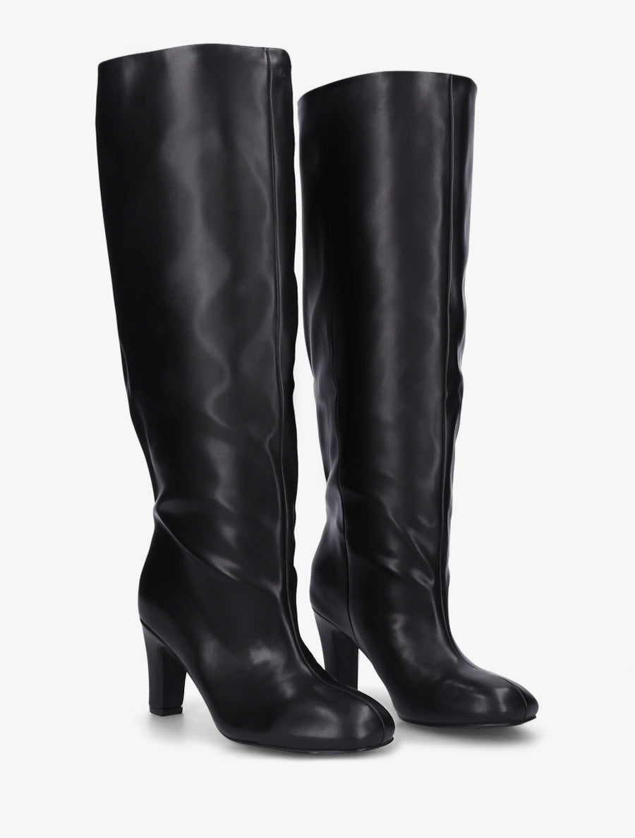 Bottes en simili à bouts ronds - Noir - 4