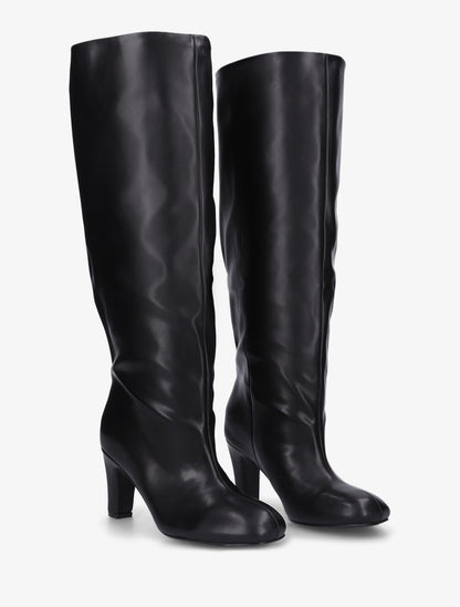 Bottes en simili à bouts ronds - Noir - 4