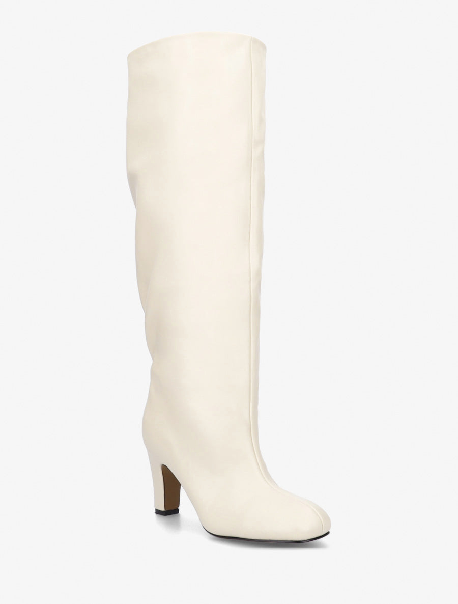 Bottes en simili à bouts ronds - Beige - 2