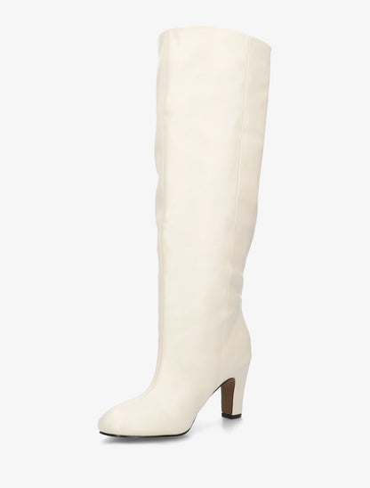 Bottes en simili à bouts ronds - Beige - 3