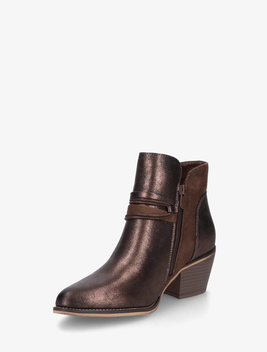 Bottines irisées à liens décoratifs - Marron - 3