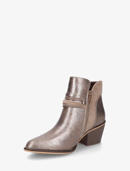 Bottines irisées à liens décoratifs - Taupe clair - 3