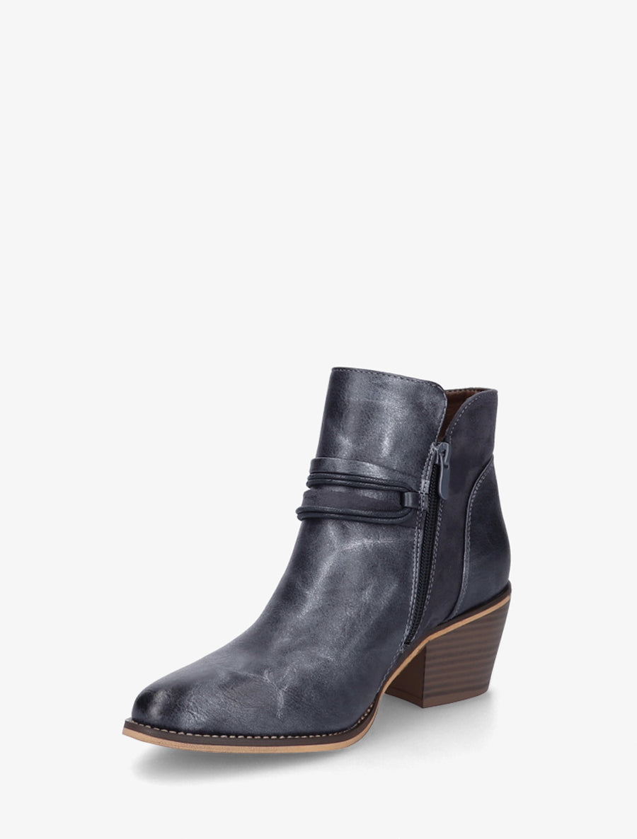 Bottines irisées à liens décoratifs - Bleu foncé - 3