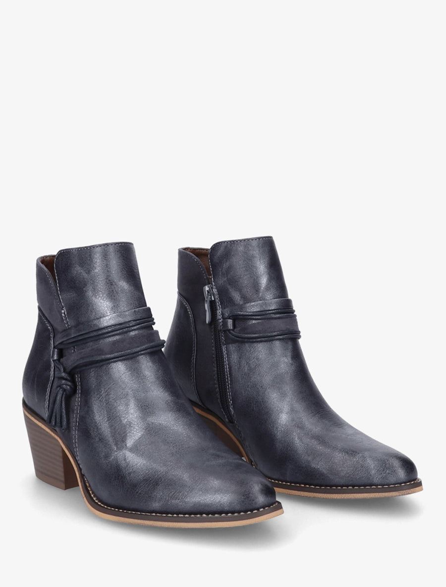 Bottines irisées à liens décoratifs - Bleu foncé - 4