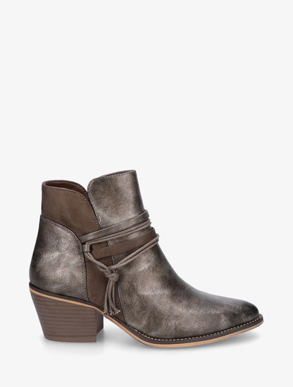 Bottines irisées à liens décoratifs - Taupe foncé - 1