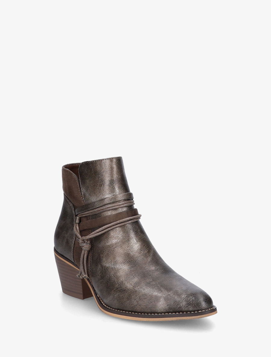 Bottines irisées à liens décoratifs - Taupe foncé - 2