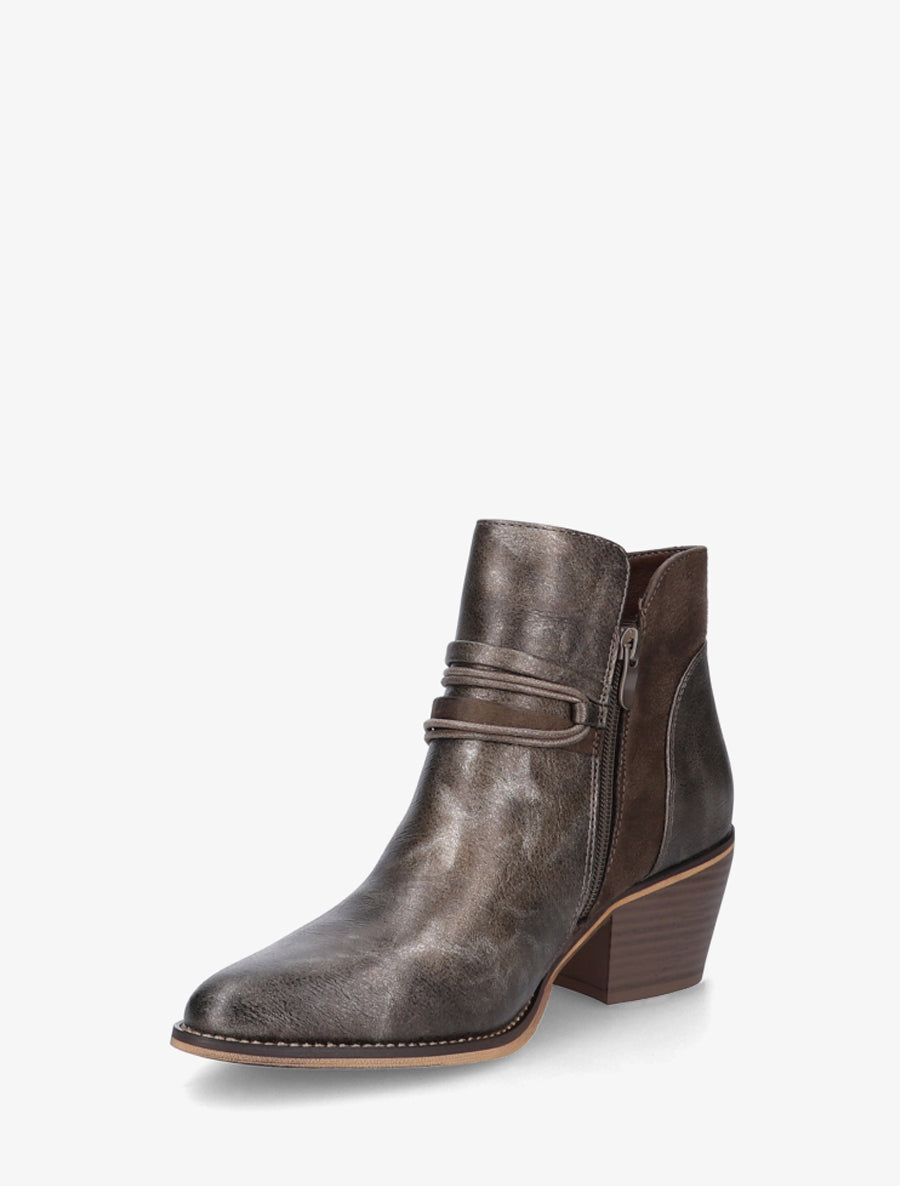 Bottines irisées à liens décoratifs - Taupe foncé - 3