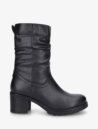 Bottines montantes effet froncé en simili - Noir - 1
