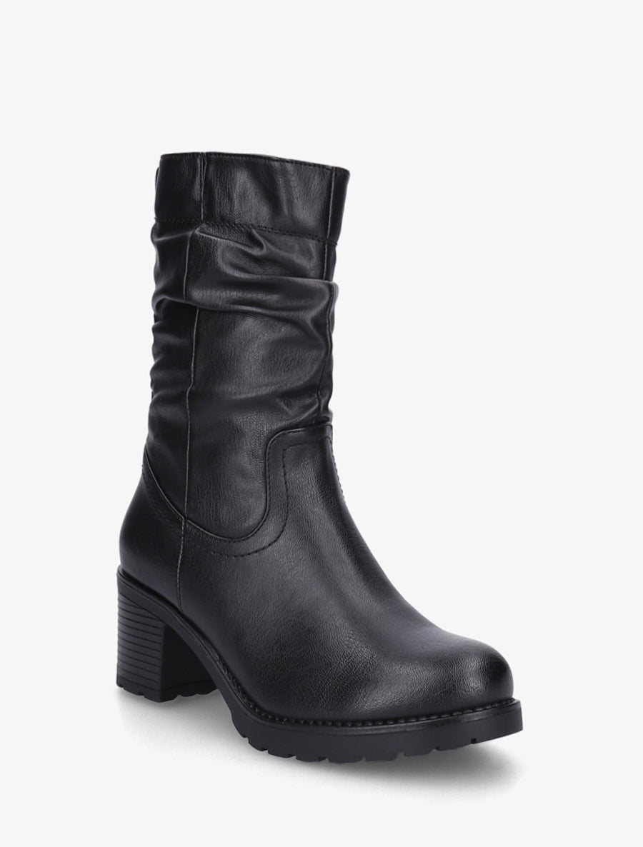 Bottines montantes effet froncé en simili - Noir - 2