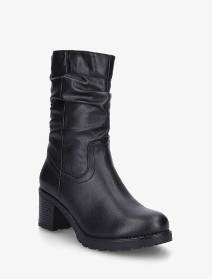 Bottines montantes effet froncé en simili - Noir - 2