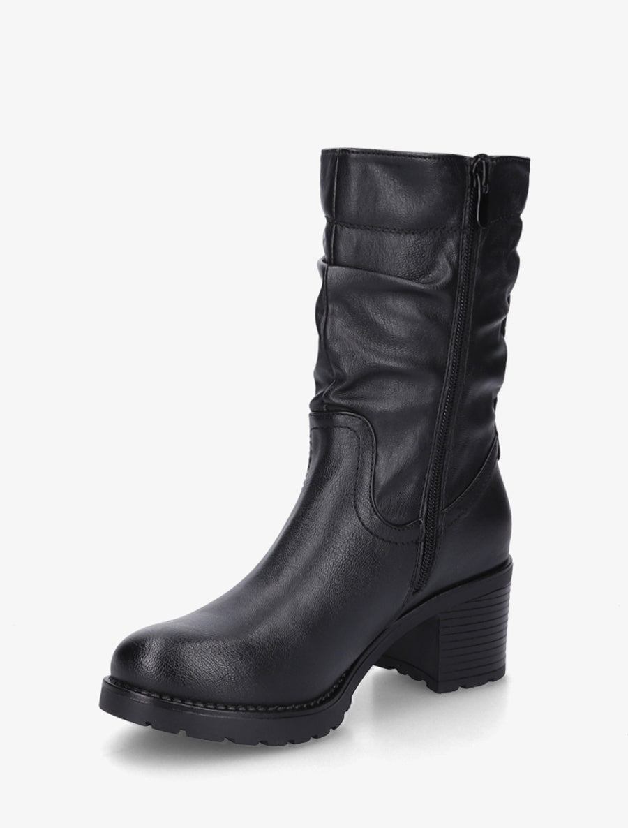 Bottines montantes effet froncé en simili - Noir - 3