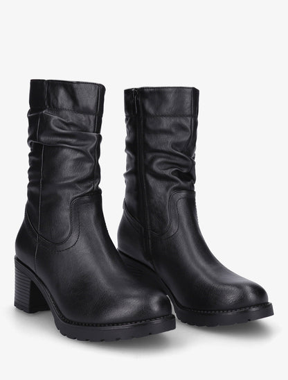 Bottines montantes effet froncé en simili - Noir - 4