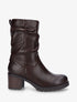 Bottines montantes effet froncé en simili - Marron - 1