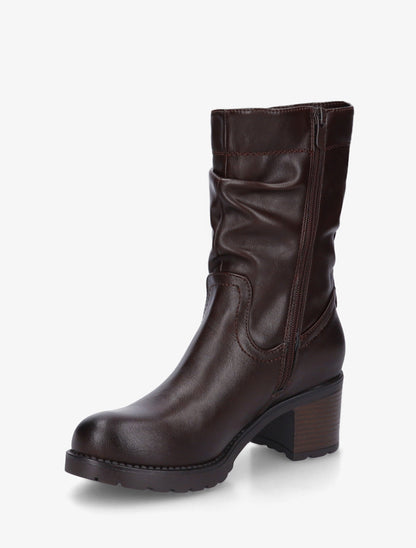 Bottines montantes effet froncé en simili - Marron - 3