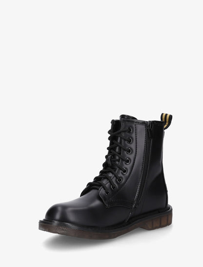 Boots montantes lacées en simili - Noir - 3