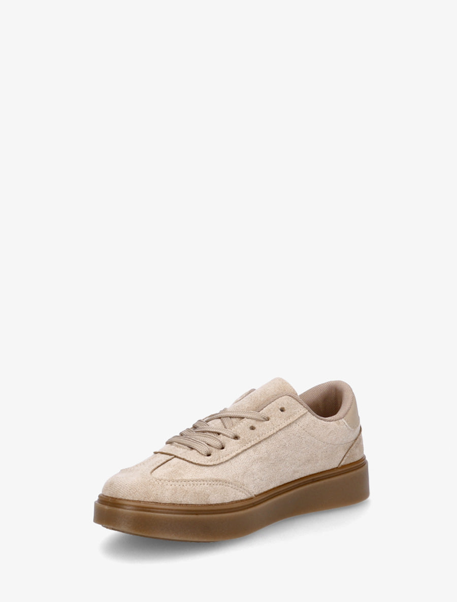 Sneakers en suédine à bandes contrastantes - Taupe - 3
