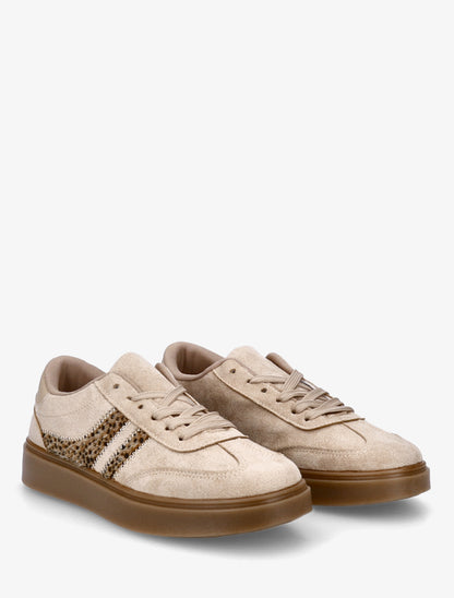 Sneakers en suédine à bandes contrastantes - Taupe - 4