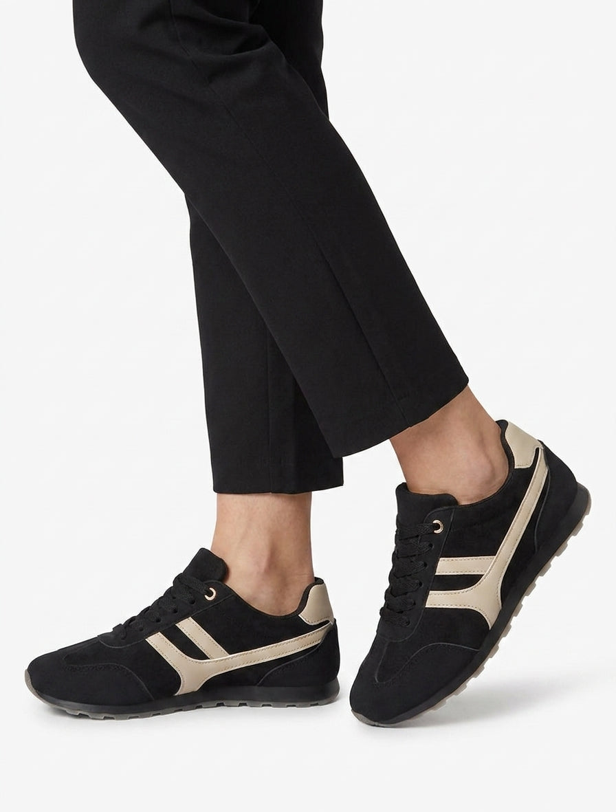 Effen sneakers van suèdine - Zwart