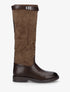 Bottes en suédine et simili - Marron - 1