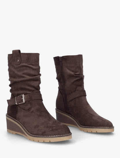Bottines montantes compensées effet froncé - Marron - 4