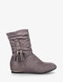Bottines montantes en suédine à pompons - Gris - 1
