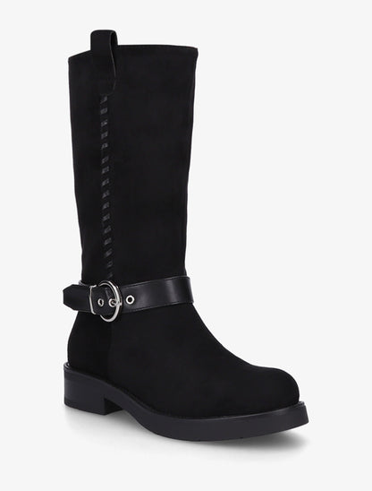 Bottes en suédine sanglées - Noir - 2