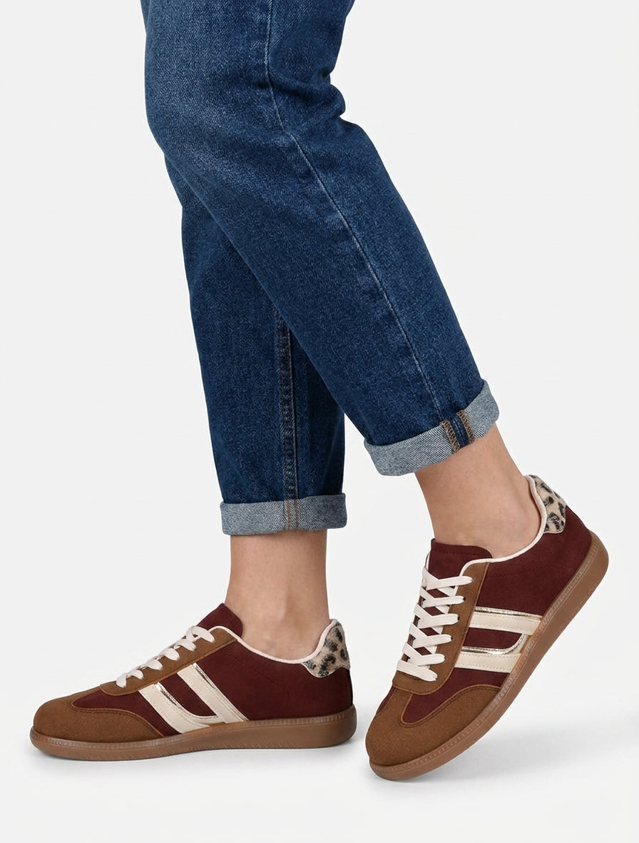 Sneakers in nubucklook met contrasterende banden - Mol