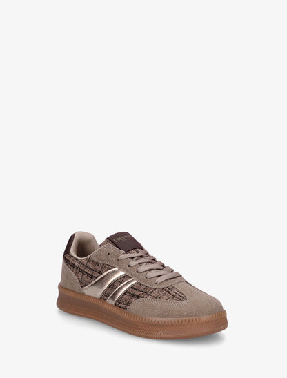 Sneakers à quartier effet tweed - Taupe - 2