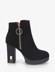 Bottines à talon et zip - Noir - 1