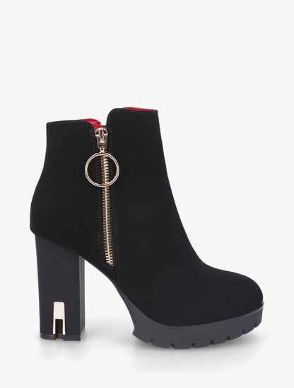 Bottines à talon et zip - Noir - 1