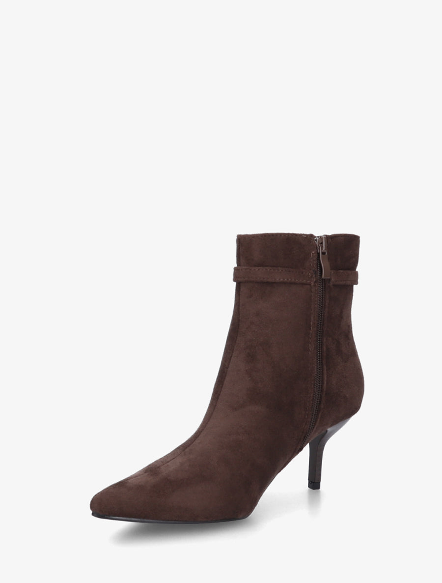 Bottines bouts pointus à talon aiguille en suédine - Marron - 3