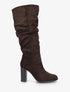 Bottes plissées en suédine - Marron - 1
