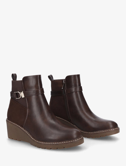 Bottines bi-matière compensées - Marron - 4