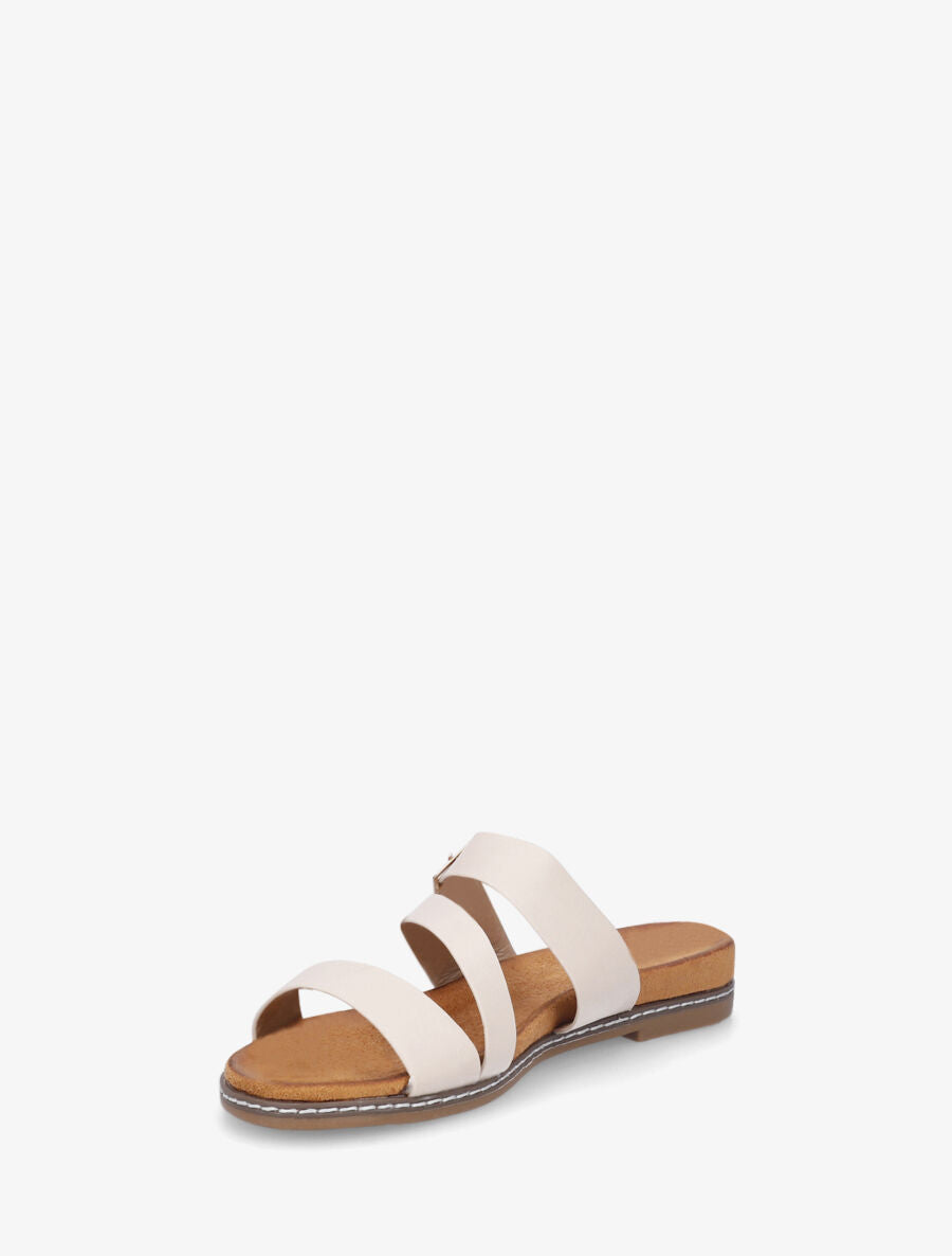 Nu-pieds en simili à boucle - Beige - 3