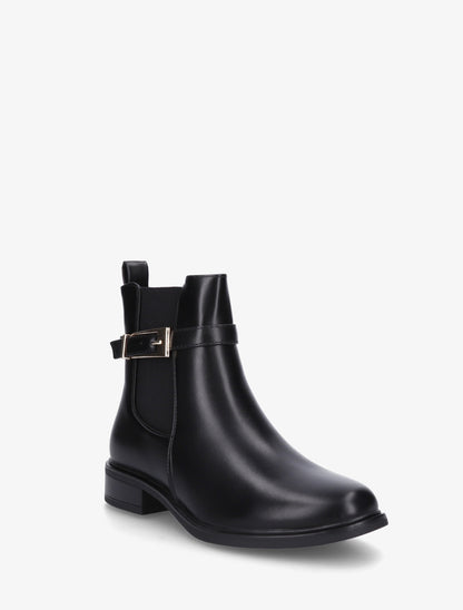 Bottines en simili à cheville élastiquée - Noir - 2