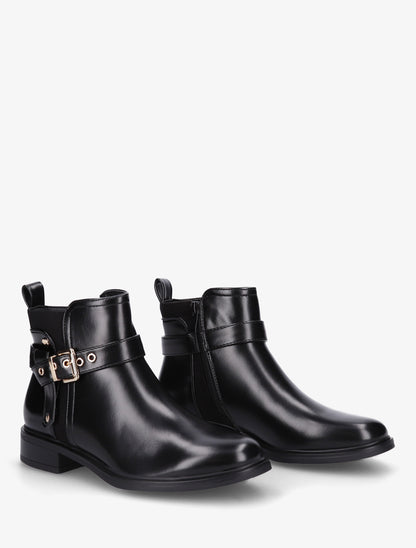 Bottines en simili avec sangle décorative - Noir - 4