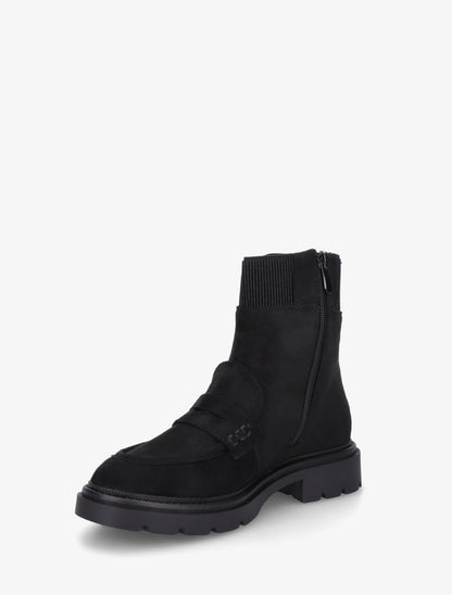 Bottines en suédine style mocassin - Noir - 3