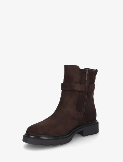 Bottines élastiquées en suédine à boucle - Marron - 3