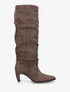 Bottes plissées en suédine à enfiler - Taupe foncé - 1