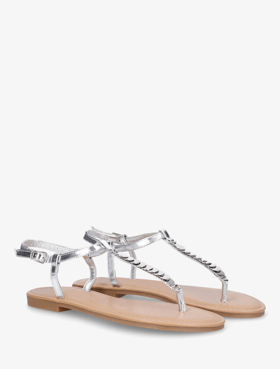 Nu-pieds bride en T à bijoux - Argent - 4