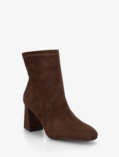 Bottines en suédine et talon carré - Marron - 2