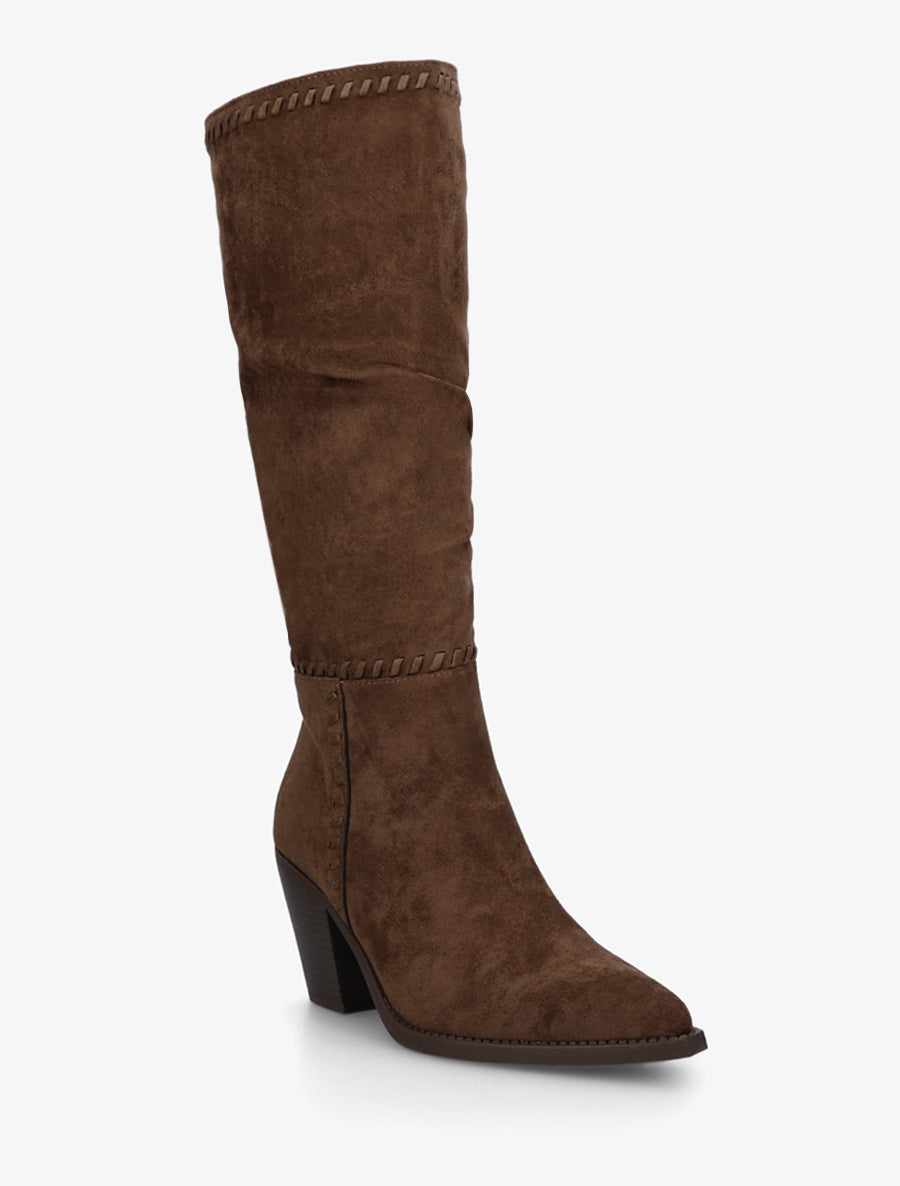 Bottes en suédine et bouts pointus - Marron - 2