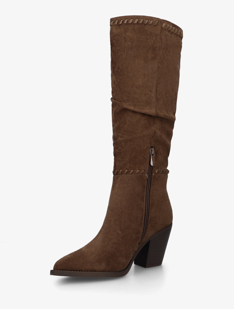 Bottes en suédine et bouts pointus - Marron - 3