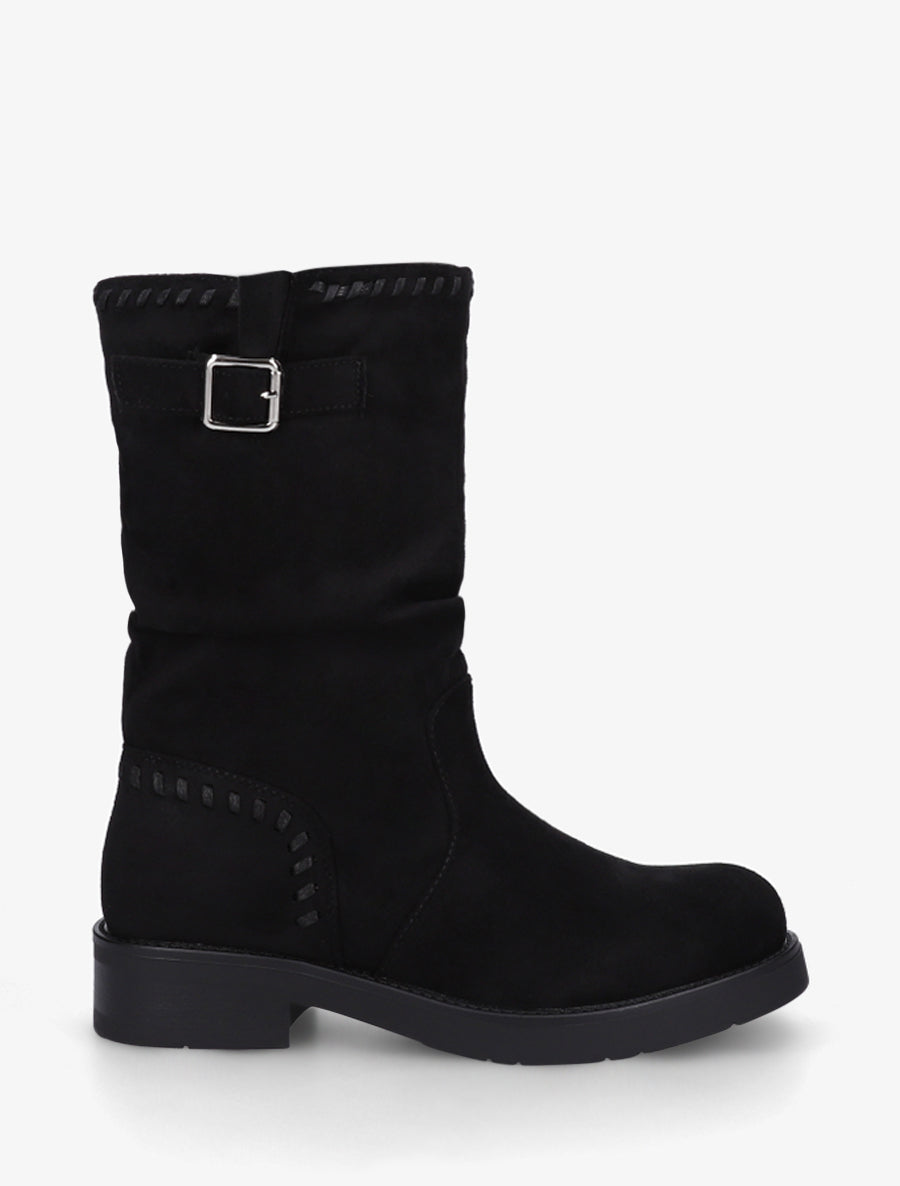 Bottines plissées à bouts ronds - Noir - 1